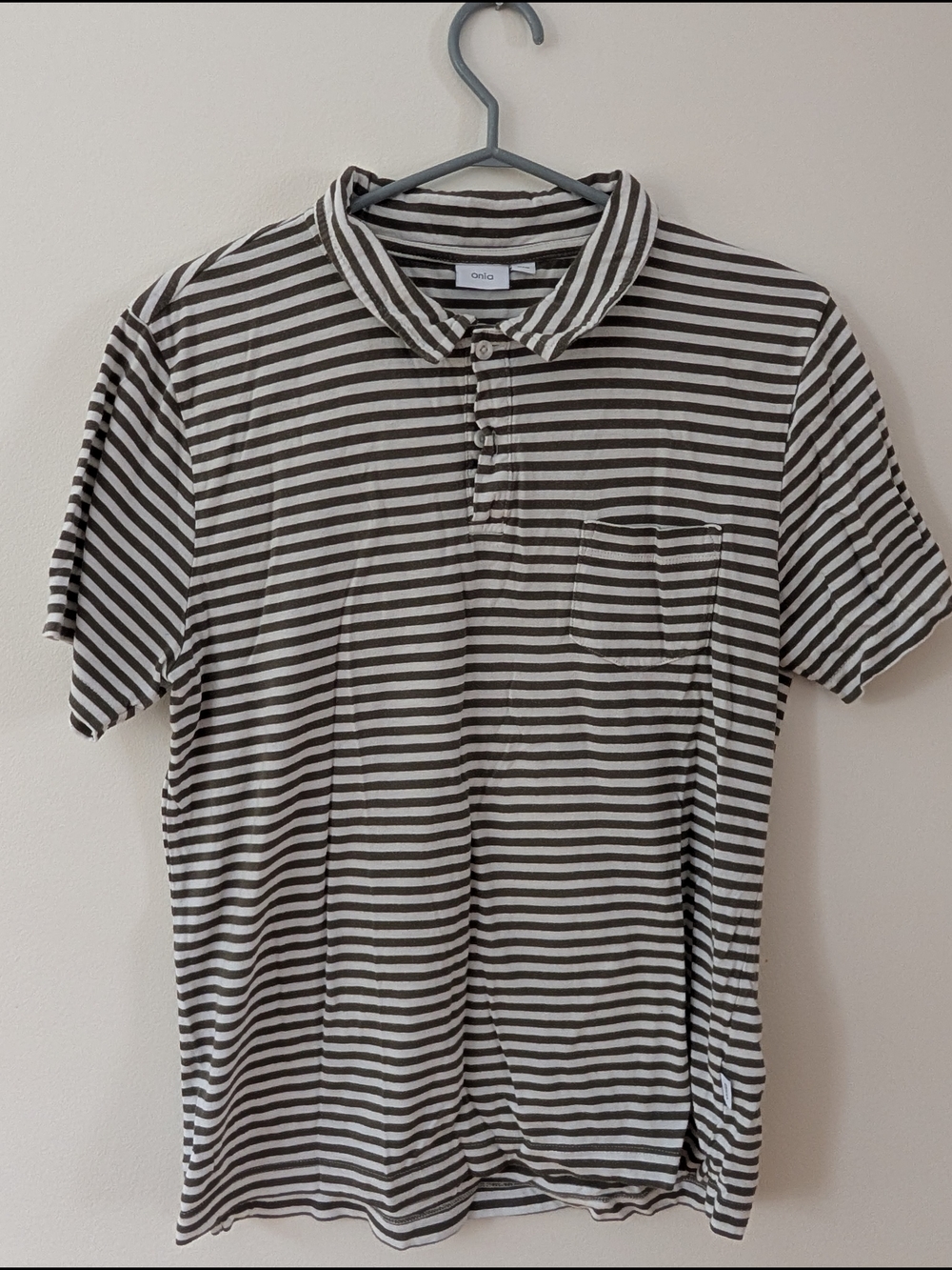 Onia - Men's Striped Polo Shirt - Green & White